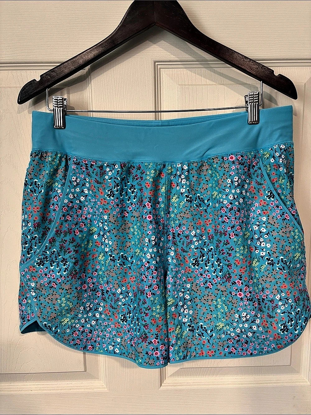 Lands' End Women's Quick Dry Elastic Waist Swim Shorts with Panty Floral Swim